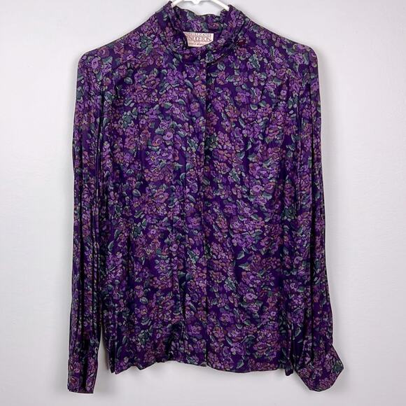 Vintage Pendleton women’s floral button front blouse size 12 - Picture 1 of 8